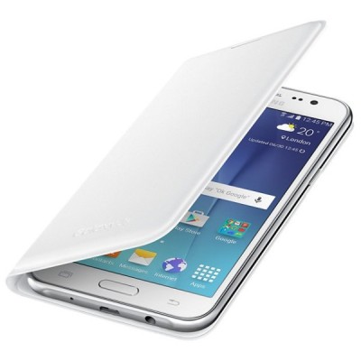 Samsung Galaxy J5 originalus Flip Wallet Cover atverčiamas baltas odinis dėklas - piniginė / Priedai.lt