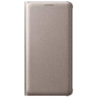 Samsung Galaxy A5 (2016) A510 originalus Flip Wallet Cover atverčiamas auksinis odinis dėklas - piniginė / Priedai.lt