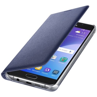 Samsung Galaxy A5 (2016) A510 originalus Flip Wallet Cover atverčiamas mėlynas odinis dėklas - piniginė / Priedai.lt