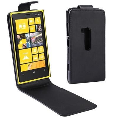 Klasikinis atverčiamas juodas odinis Nokia Lumia 920 dėklas (dėkliukas) / Priedai.lt