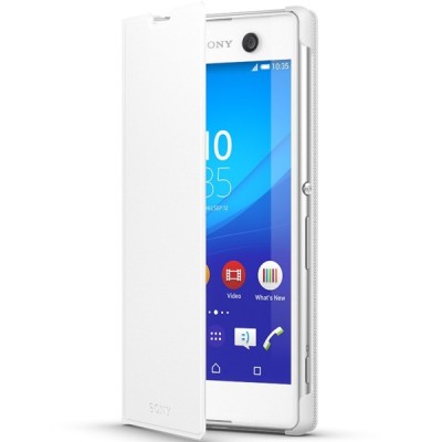 Oficialius Sony Xperia M5 Style Cover Stand baltas atverčiamas dėklas SCR48 / Priedai.lt
