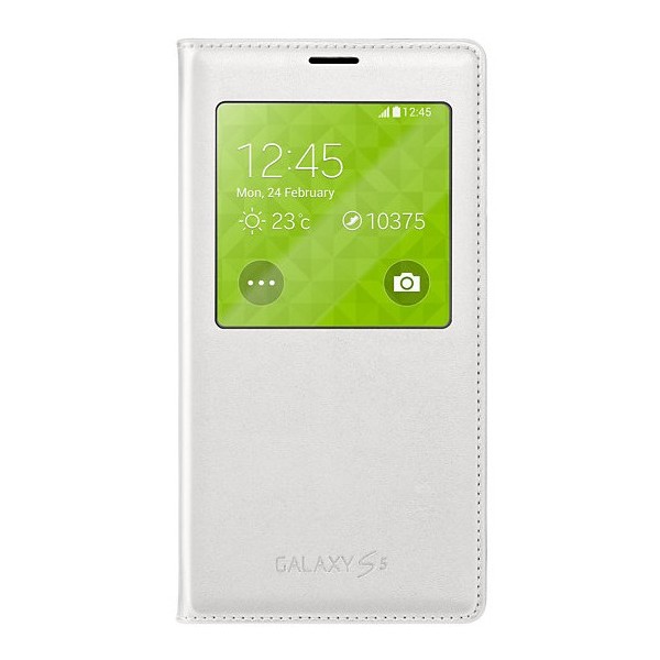 „Samsung“ S View Cover atverčiamas dėklas - baltas (Galaxy S5 / S5 Neo)