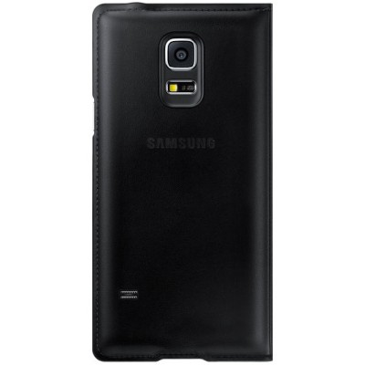 Samsung Galaxy S5 mini (G800) S View Cover atverčiamas juodas odinis dėklas - knygutė (EF-CG800b) / Priedai.lt