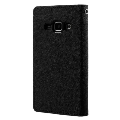Samsung Galaxy J1 (J100) Mercury juodas atverčiamas dėklas - piniginė / Priedai.lt