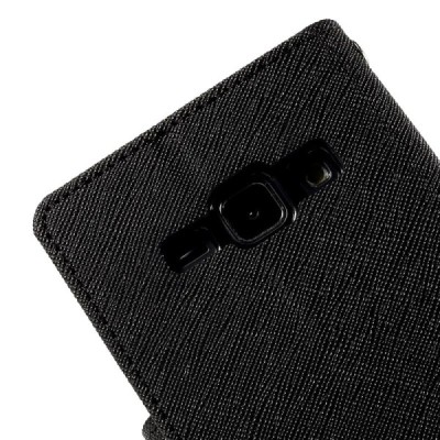 Samsung Galaxy J1 (J100) Mercury juodas atverčiamas dėklas - piniginė / Priedai.lt