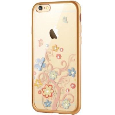 Apple iPhone 6s „JLW“ Colorful Florets elegantiškas silikoninis TPU dėklas su auksiniais apvadais / Priedai.lt