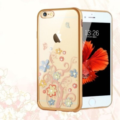 Apple iPhone 6s „JLW“ Colorful Florets elegantiškas silikoninis TPU dėklas su auksiniais apvadais / Priedai.lt