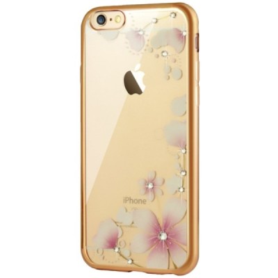 Apple iPhone 6s „JLW“ Magnolia elegantiškas silikoninis TPU dėklas su auksiniais apvadais / Priedai.lt