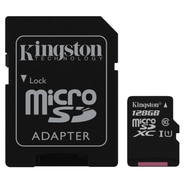 „Kingston“ MicroSD atminties kortelė - 128 Gb (10 Klasė) + SD adapteris