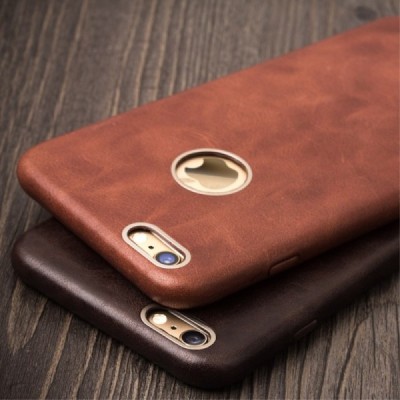 „QIALINO“ Slim Leather Apple iPhone 6s tamsiai rudas odinis dėklas - nugarėlė / Priedai.lt