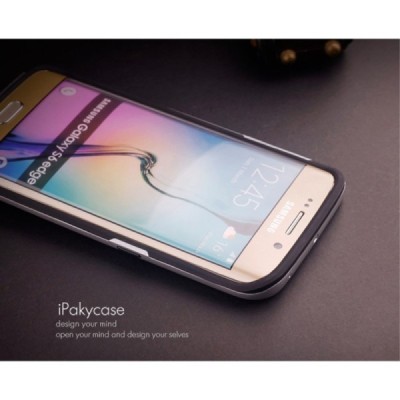 Samsung Galaxy S6 Edge G925 „IPAKY“ kieto silikono TPU juodas (pilkais apvadais) dėklas - nugarėlė / Priedai.lt