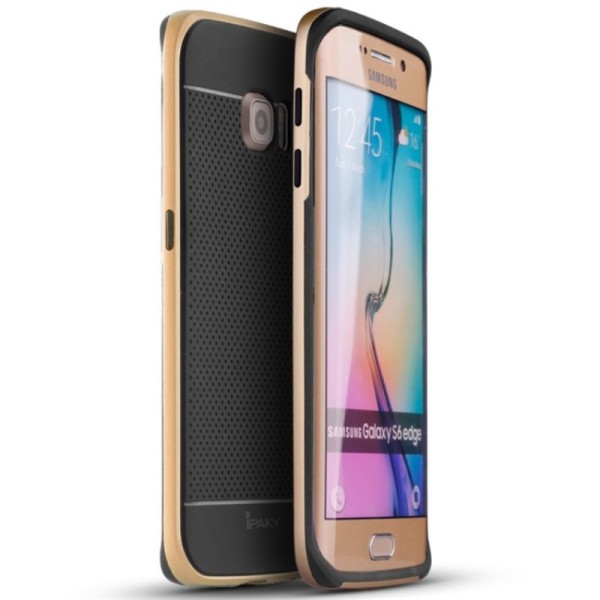 „IPAKY“ kieto silikono (TPU) dėklas - juodas / auksinis (Galaxy S6 Edge)