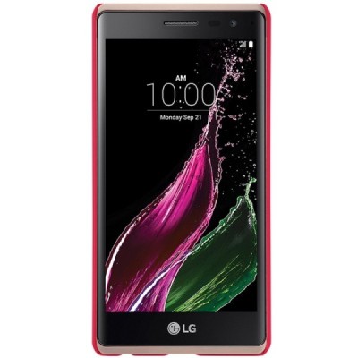 LG Zero (H650E) Nillkin Frosted Shield raudonas plastikinis dėklas + apsauginė ekrano plėvelė / Priedai.lt