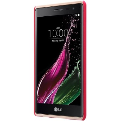 LG Zero (H650E) Nillkin Frosted Shield raudonas plastikinis dėklas + apsauginė ekrano plėvelė / Priedai.lt