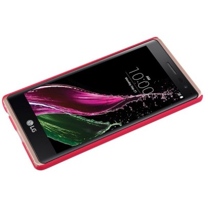 LG Zero (H650E) Nillkin Frosted Shield raudonas plastikinis dėklas + apsauginė ekrano plėvelė / Priedai.lt