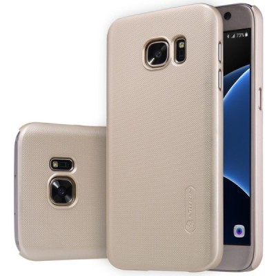 Samsung Galaxy S7 (G930) Nillkin Frosted Shield auksinis plastikinis dėklas + apsauginė ekrano plėvelė / Priedai.lt