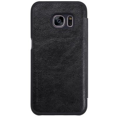 Prabangus „Nillkin“ Qin serijos juodas odinis atverčiamas Samsung Galaxy S7 (G930) dėklas / Priedai.lt