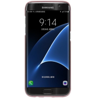 Samsung Galaxy S7 Edge (G935) Nillkin Frosted Shield rožinis plastikinis dėklas + apsauginė ekrano plėvelė / Priedai.lt