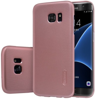 Samsung Galaxy S7 Edge (G935) Nillkin Frosted Shield rožinis plastikinis dėklas + apsauginė ekrano plėvelė / Priedai.lt