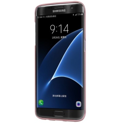 Samsung Galaxy S7 Edge (G935) Nillkin Frosted Shield rožinis plastikinis dėklas + apsauginė ekrano plėvelė / Priedai.lt
