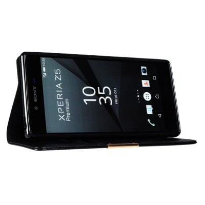 „Kalaideng“ Royale atverčiamas juodas odinis Sony Xperia Z5 Premium (E6853) dėklas / Priedai.lt