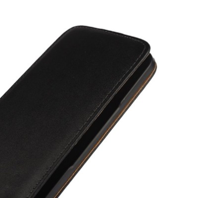 LG Nexus 5X (H735) klasikinis vertikaliai atverčiamas juodas odinis dėklas / Priedai.lt