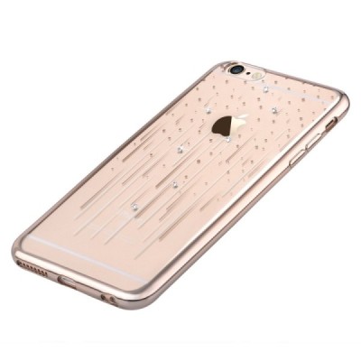 Apple iPhone 6s Plus Devia Meteor Diamond silikoninis skaidrus permatomas auksinis dėklas su kristalais / Priedai.lt