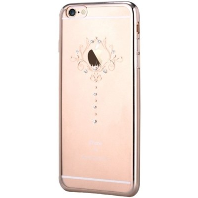 Apple iPhone 6s Plus Devia Iris Diamond silikoninis skaidrus permatomas auksinis dėklas su kristalais / Priedai.lt