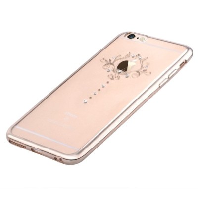 Apple iPhone 6s Devia Iris Diamond silikoninis skaidrus permatomas auksinis dėklas su kristalais / Priedai.lt