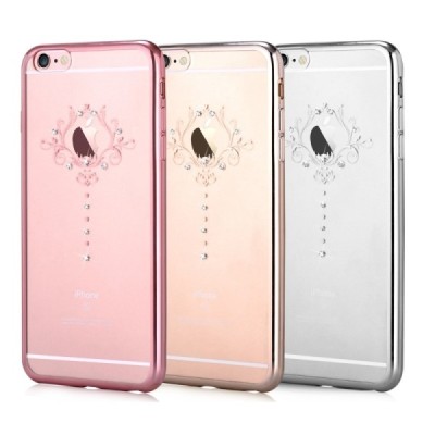 Apple iPhone 6s Devia Iris Diamond silikoninis skaidrus permatomas auksinis dėklas su kristalais / Priedai.lt