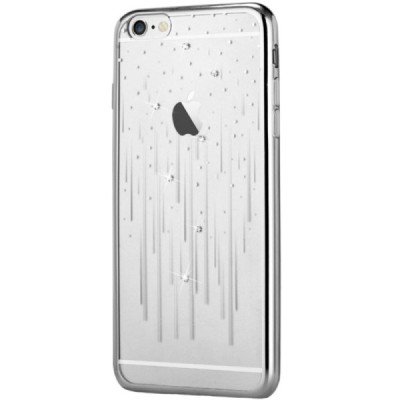 Apple iPhone 6s Devia Meteor Diamond silikoninis skaidrus permatomas sidabrinis dėklas su kristalais / Priedai.lt