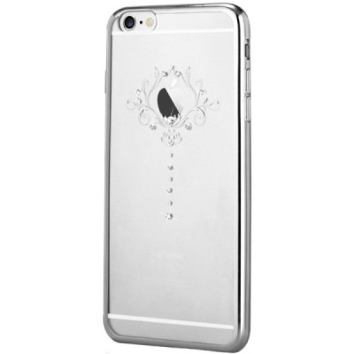 Apple iPhone 6s Devia Iris Diamond silikoninis skaidrus permatomas sidabrinis dėklas su kristalais / Priedai.lt