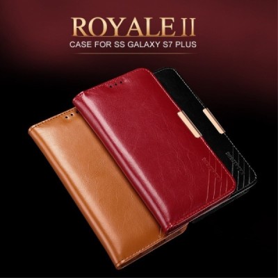 „Kalaideng“ Royale atverčiamas bordo odinis Samsung Galaxy S7 Edge (G935) dėklas / Priedai.lt