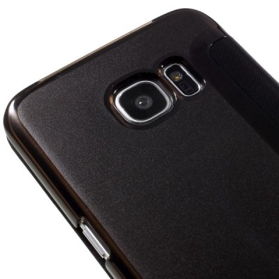 Samsung Galaxy S7 Edge (G935) View Window atverčiamas juodas dėklas / Priedai.lt