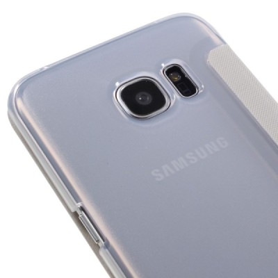 Samsung Galaxy S7 Edge (G935) View Window atverčiamas baltas dėklas / Priedai.lt