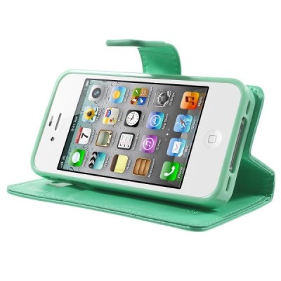 Mercury Sonata atverčiamas Apple iPhone 4 / 4S mėtinis odinis dėklas - piniginė / Priedai.lt