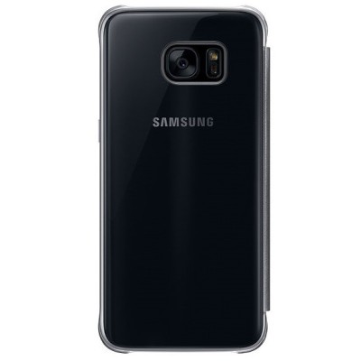 Samsung Galaxy S7 (G930) originalus Clear View Cover atverčiamas juodas dėklas / Priedai.lt