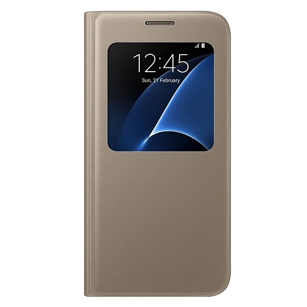 „Samsung“ S View Cover atverčiamas dėklas - auksinis (Galaxy S7)