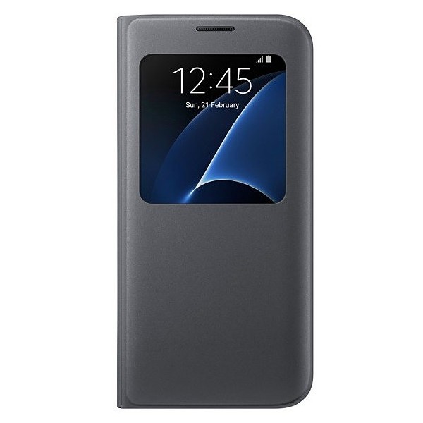„Samsung“ S View Cover atverčiamas dėklas - juodas (Galaxy S7 Edge)