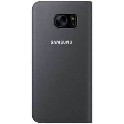 Samsung Galaxy S7 Edge G935 originalus S View Cover atverčiamas juodas dėklas su langeliu / Priedai.lt