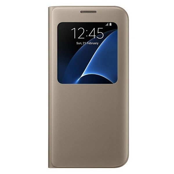 „Samsung“ S View Cover atverčiamas dėklas - auksinis (Galaxy S7 Edge)