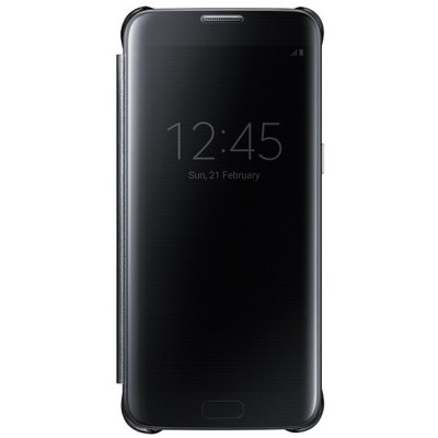 Samsung Galaxy S7 Edge (G935) originalus Clear View Cover atverčiamas juodas dėklas / Priedai.lt