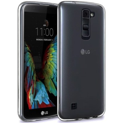 LG K10 (K420N) skaidrus (permatomas) kieto silikono TPU ploniausias pasaulyje pilkas dėklas / Priedai.lt