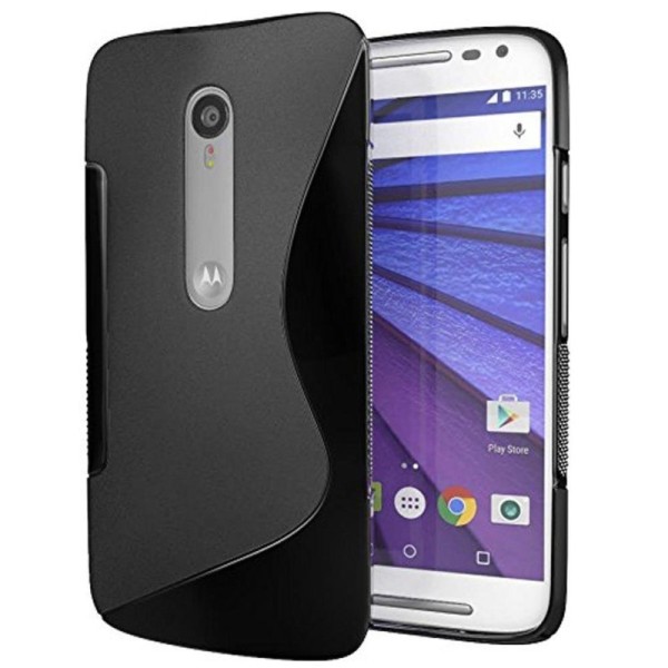 Kieto silikono (TPU) dėklas - juodas (Moto G 3 kartos)