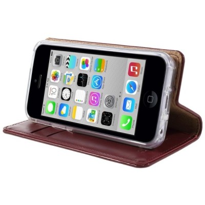 Mercury Blue Moon atverčiamas iPhone 5c bordo odinis dėklas - piniginė / Priedai.lt
