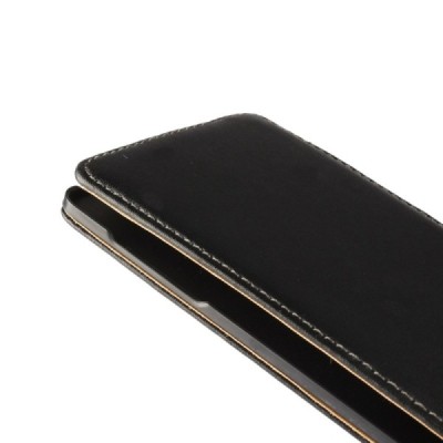 Sony Xperia Z5 Premium klasikinis vertikaliai atverčiamas juodas odinis dėklas / Priedai.lt