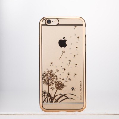Apple iPhone 6 (6s) JOYROOM Dandelion Field plastikinis skaidrus permatomas auksinis dėklas su kristalais / Priedai.lt