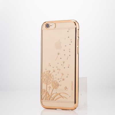 Apple iPhone 6 (6s) JOYROOM Dandelion Field plastikinis skaidrus permatomas auksinis dėklas su kristalais / Priedai.lt