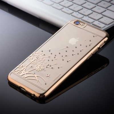 Apple iPhone 6 (6s) JOYROOM Dandelion Field plastikinis skaidrus permatomas auksinis dėklas su kristalais / Priedai.lt