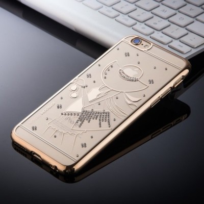 Apple iPhone 6 (6s) JOYROOM Summer Girl plastikinis skaidrus permatomas auksinis dėklas su kristalais / Priedai.lt